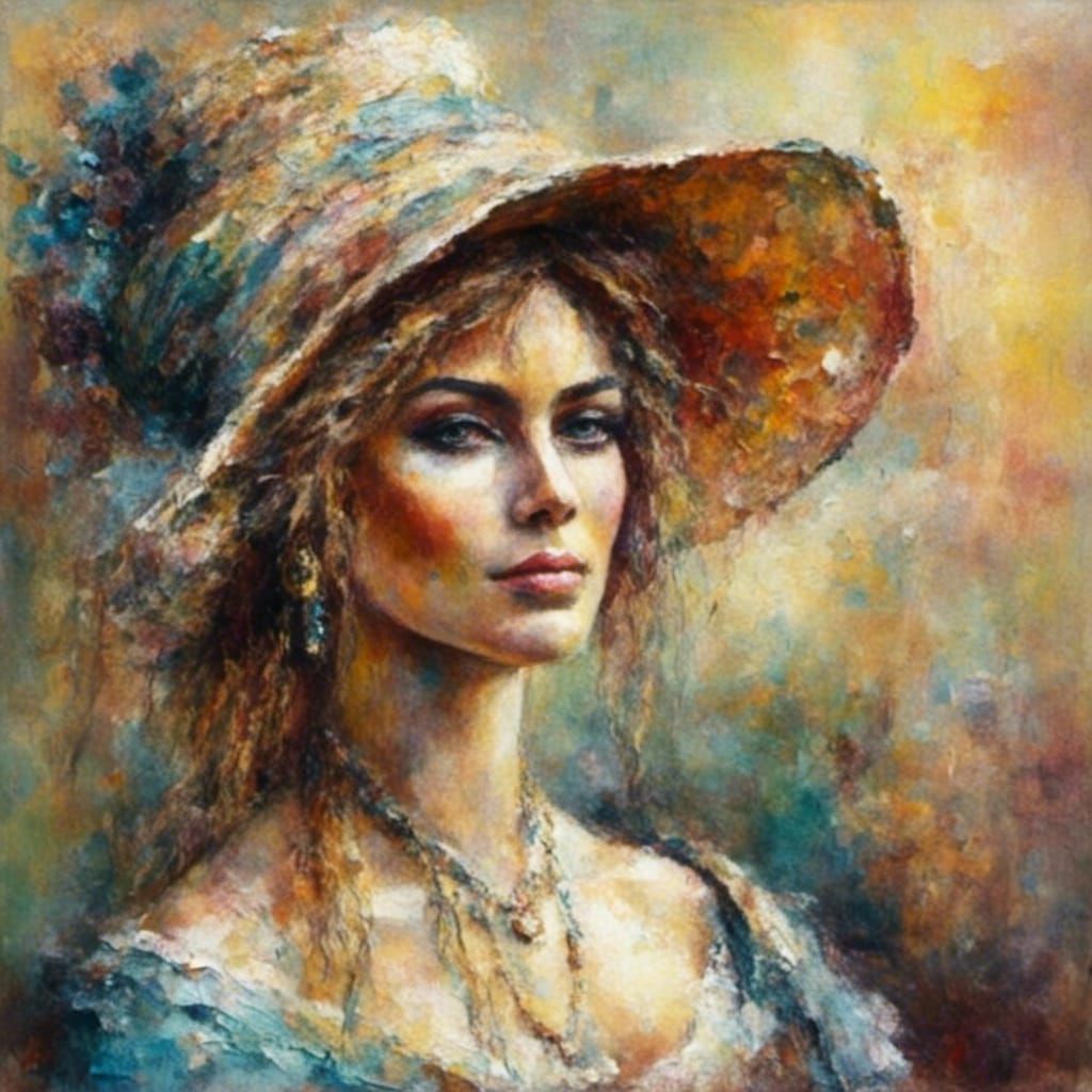 Regency Woman in Oil Painting Style