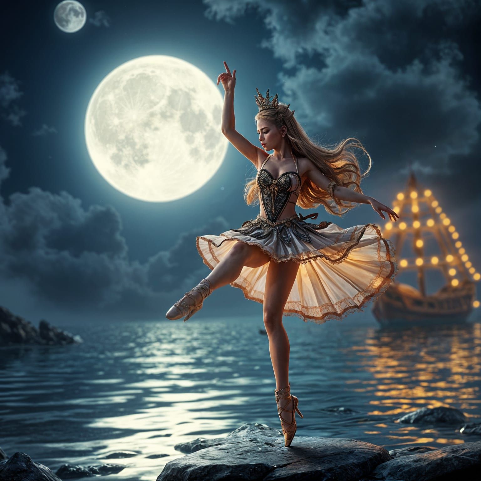 Ballerina Dancing on the Moon: Realistic Details
