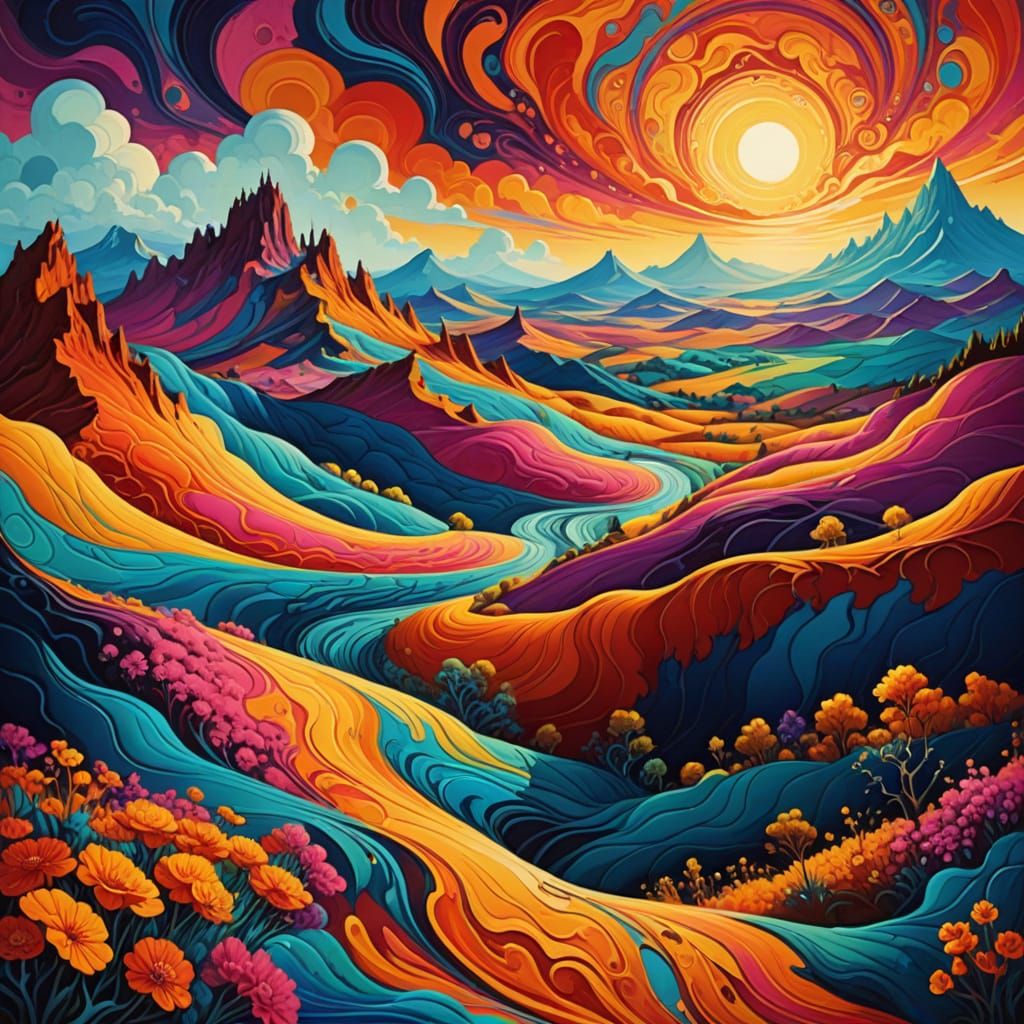 Surreal Dreamscapes in Vibrant, Swirling Patterns