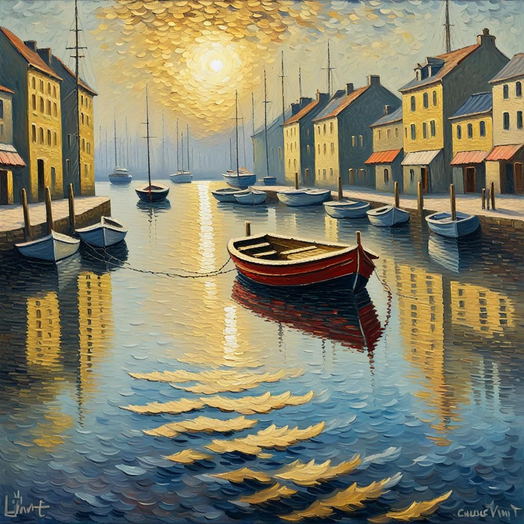 Ein versteckter Hafen, der Ruhe und Dynamik ausstrahlt, mit ...