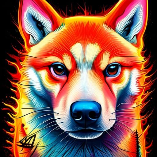 Colorful Shiba Inu Graffiti Art