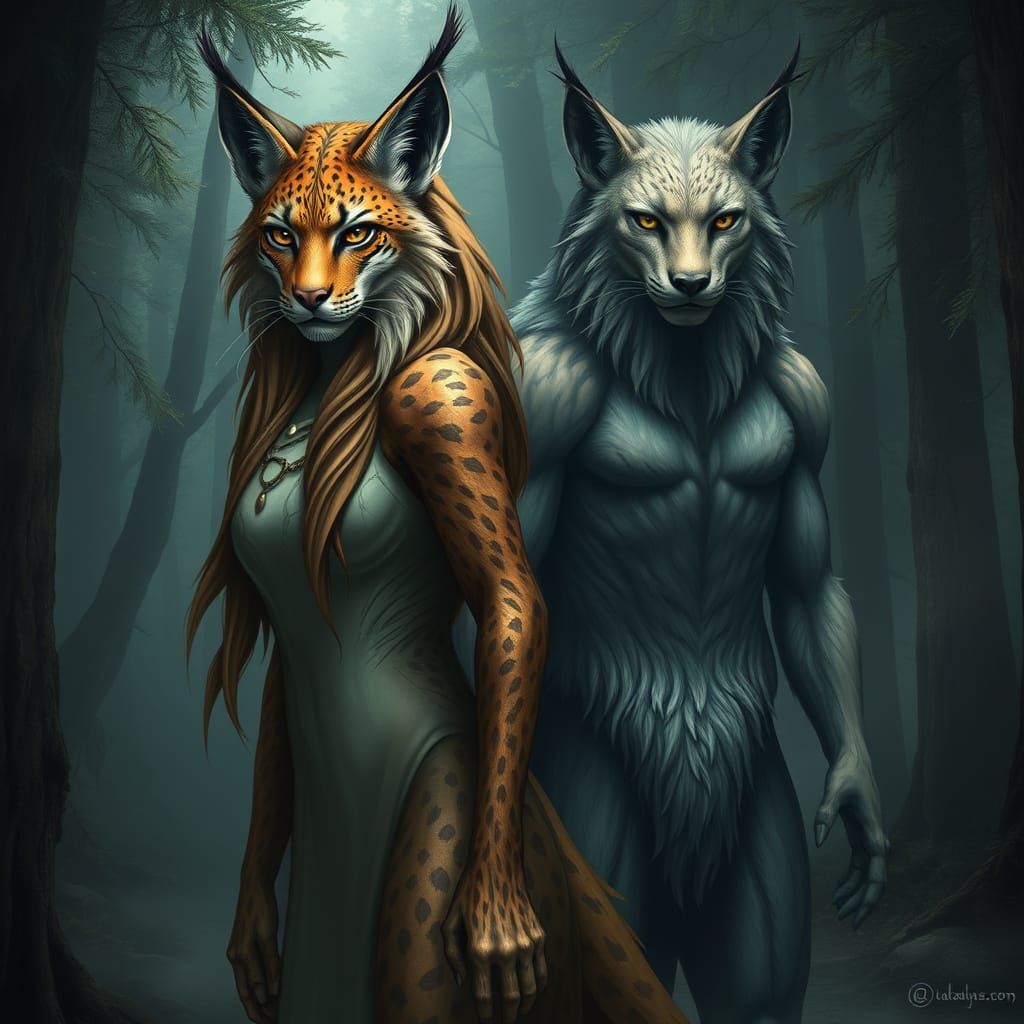 Mystical Forest Creature with Feline Traits