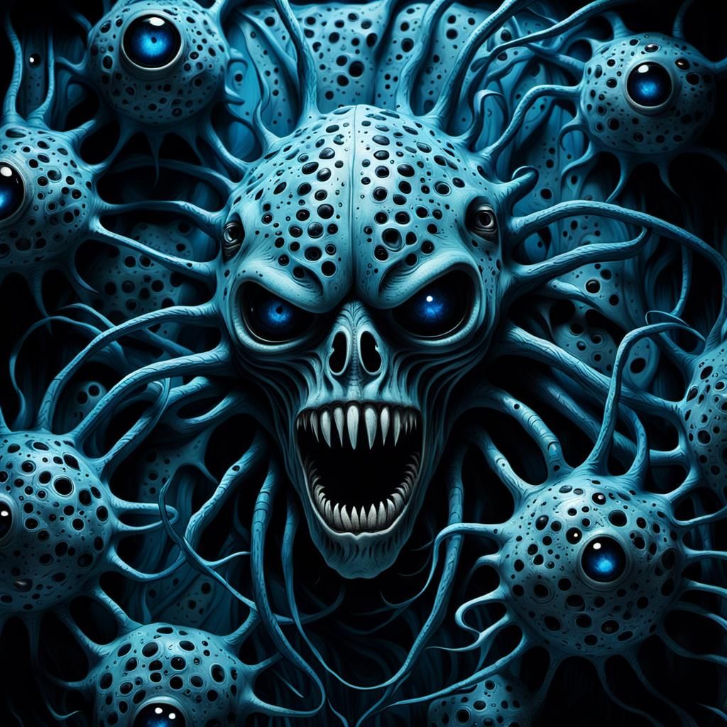 Biomechanical Horror Creeping Behind Trypophobia Wall