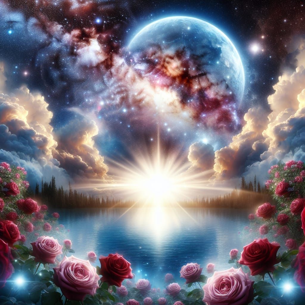 Radiant Lake Under Galaxy Sky