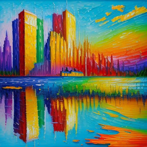 Colorful Expressionist Oil Painting with Textured Impasto