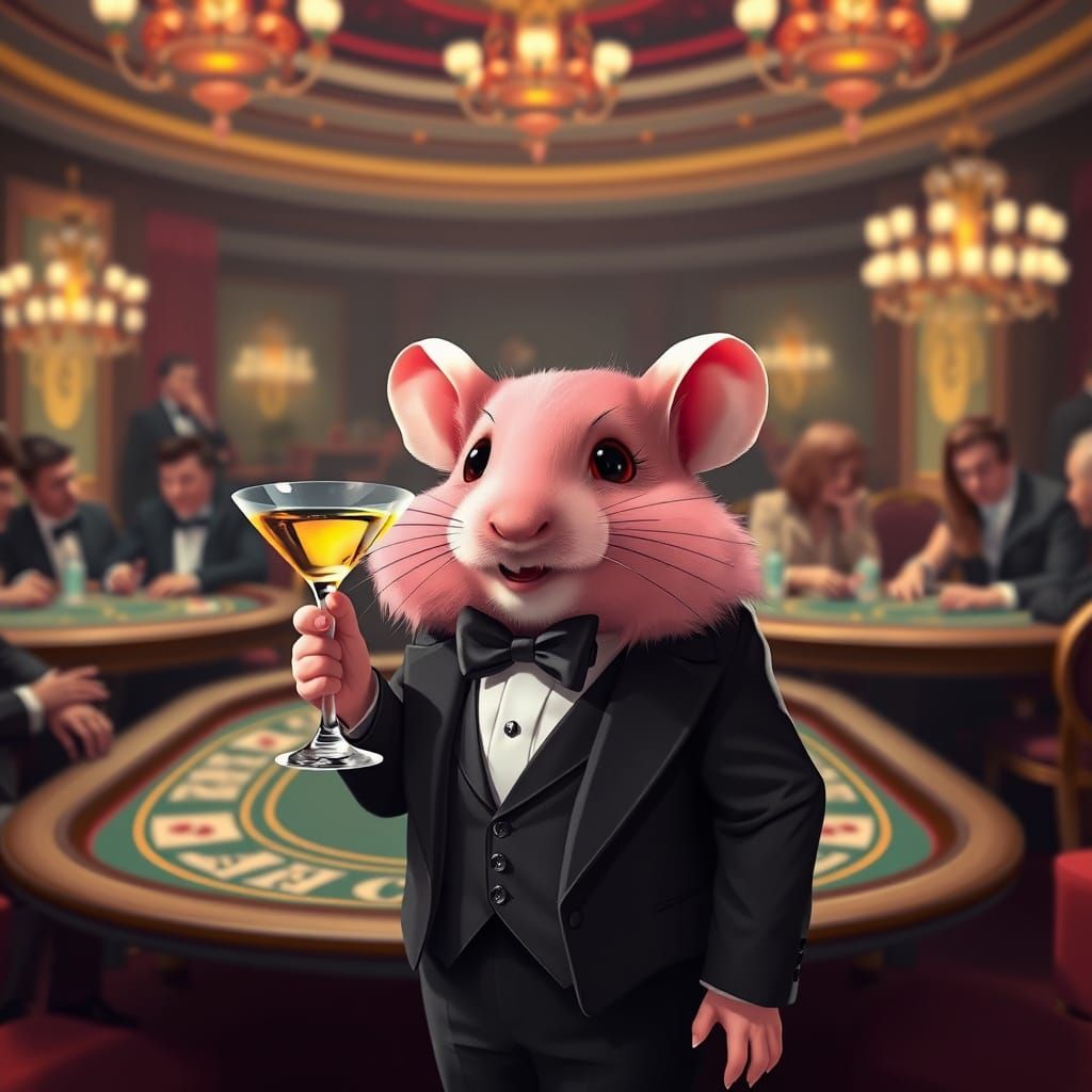 Pink Hamster Agent in High-Stakes Casino Setting in Pixar St...