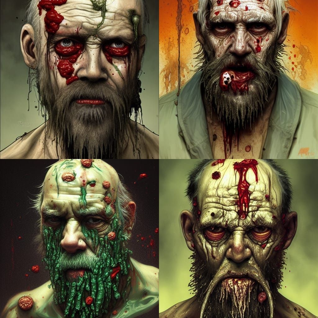 Disgusting Rotting Demon Portrait: Hyperdetailed Concept Art