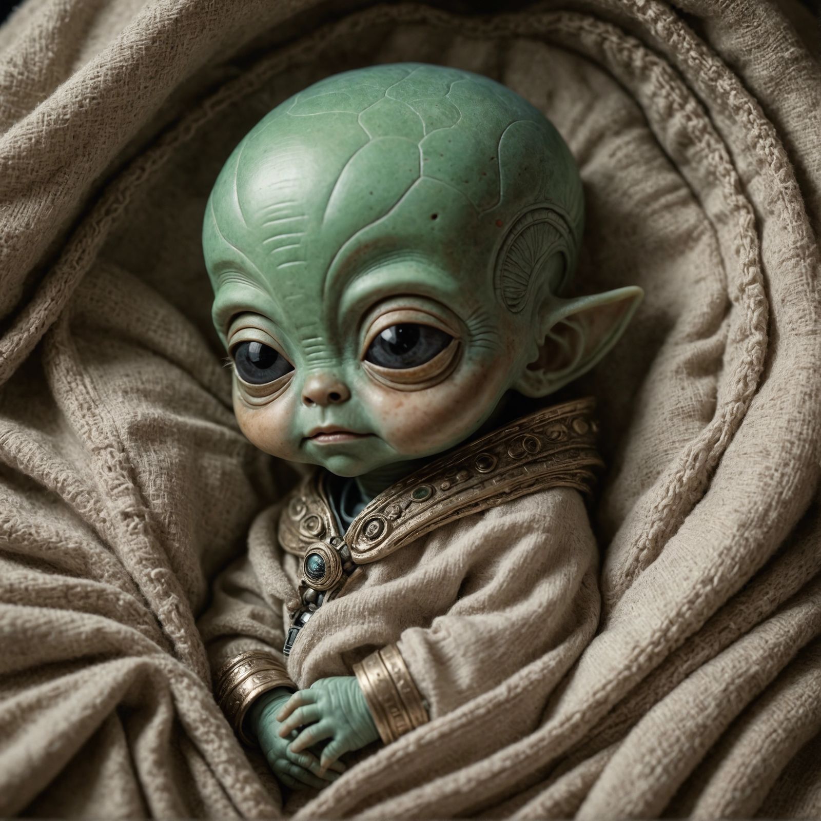 Adorable Sleeping Baby Alien Portrait