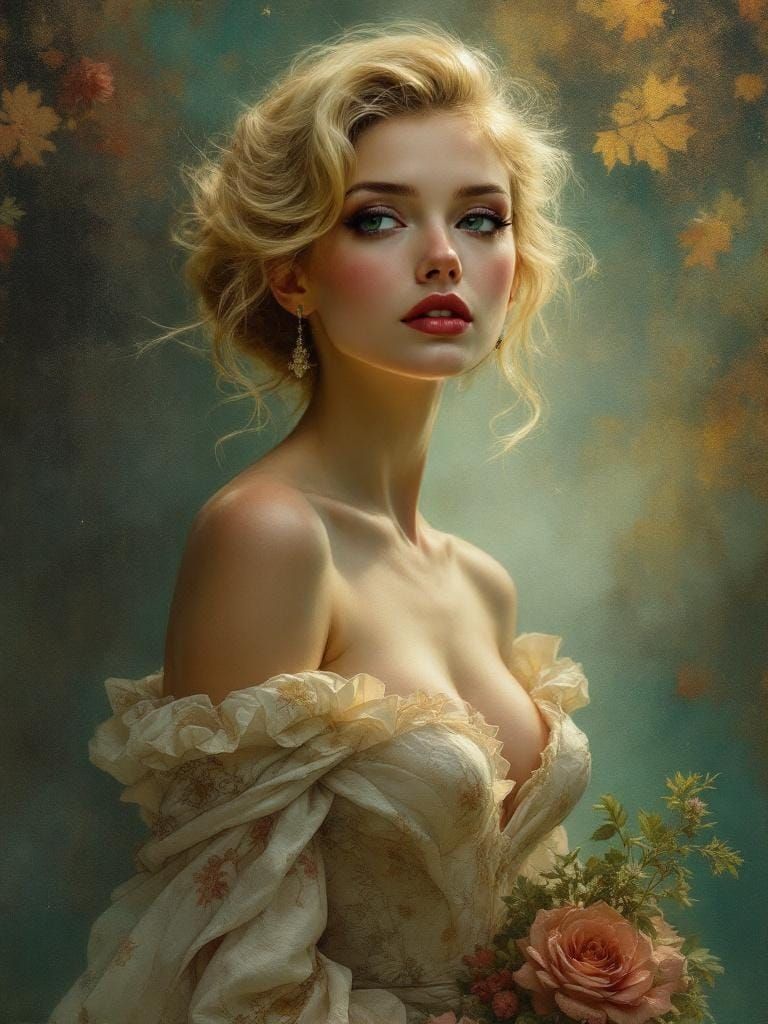 1950s Pin-Up in Art Nouveau Style