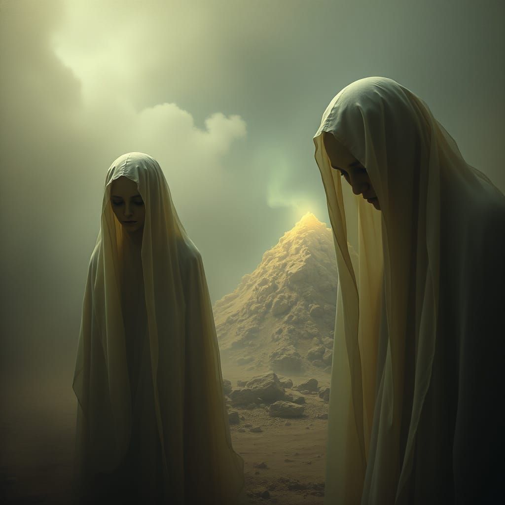 Surreal Ghostly Figures in a Dreamlike Atmosphere