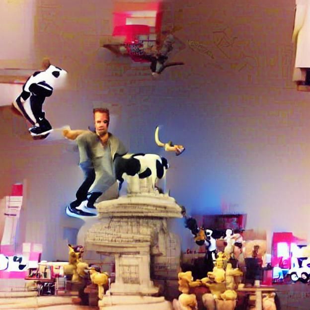 Cow Jumping Over Cow Over Stephen Dorff Statue