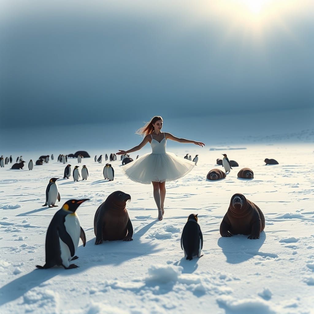 Ethereal Ballerina Amidst Antarctic Ice