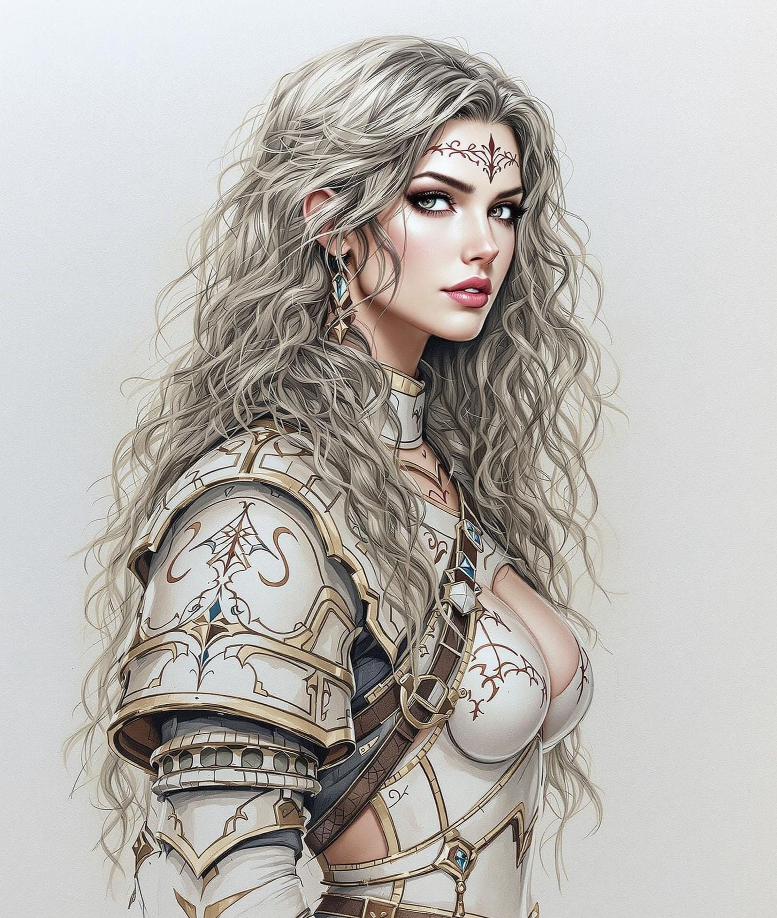 Virtuous Female Paladin in Elegant Armor