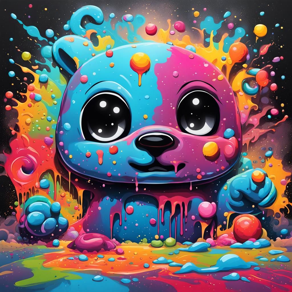 Polychromatic Graffiti Street Art with Oil Gouache