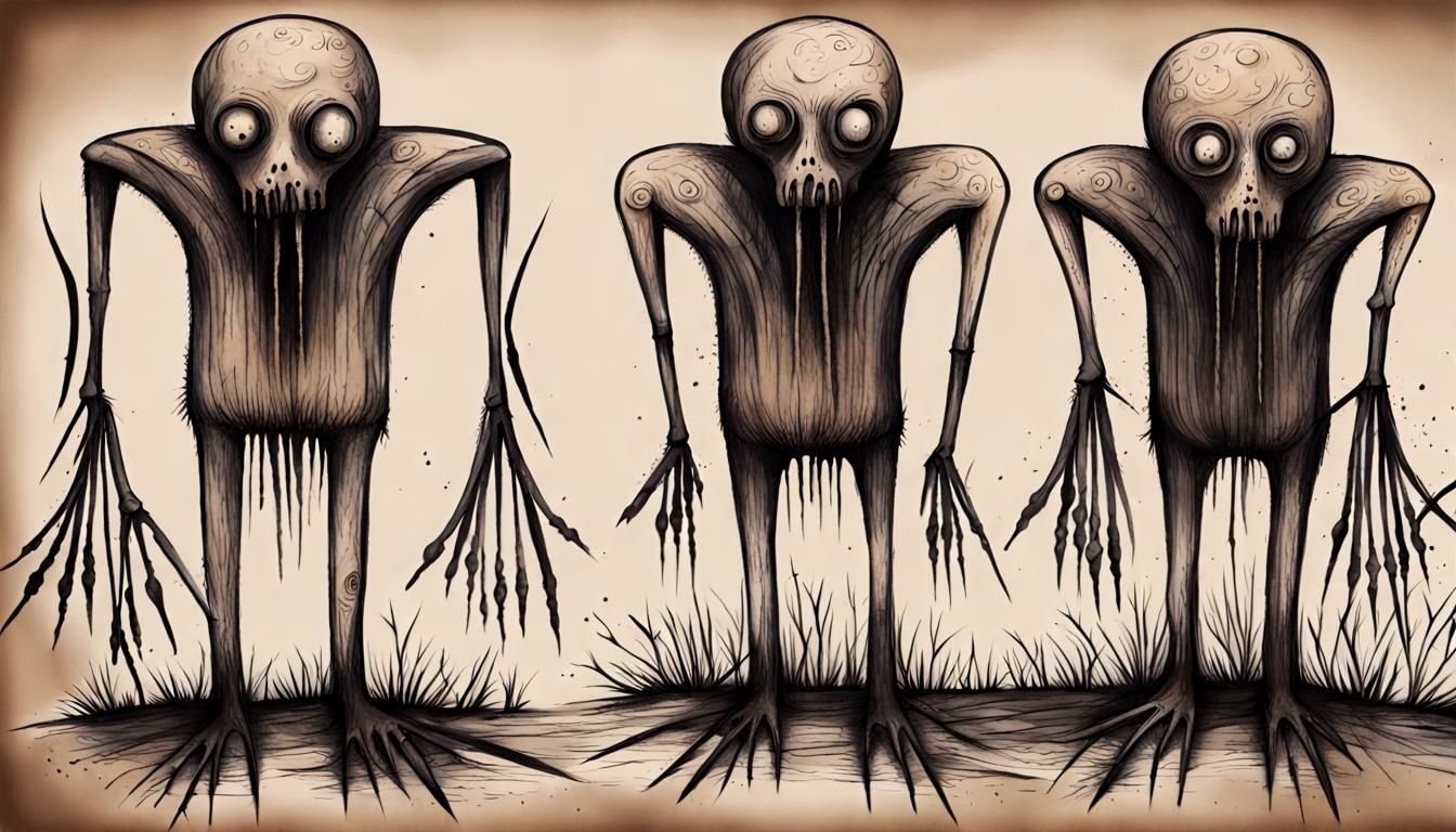 Creepy Morose Primitive Drawing