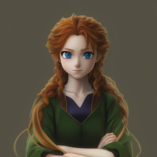 Hyperrealistic Anime Portrait of Merida from Brave
