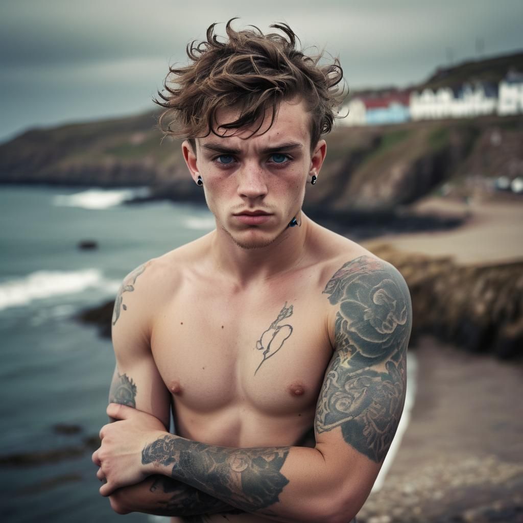 Gritty Seaside Portrait of a Young British Man