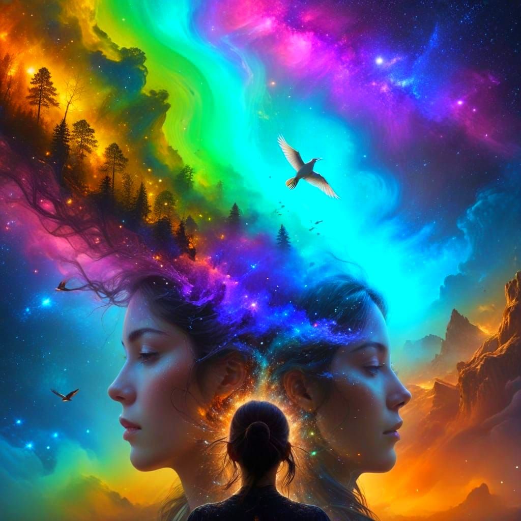 Surreal Double Exposure Masterpiece: Reality and Dreams Unit...