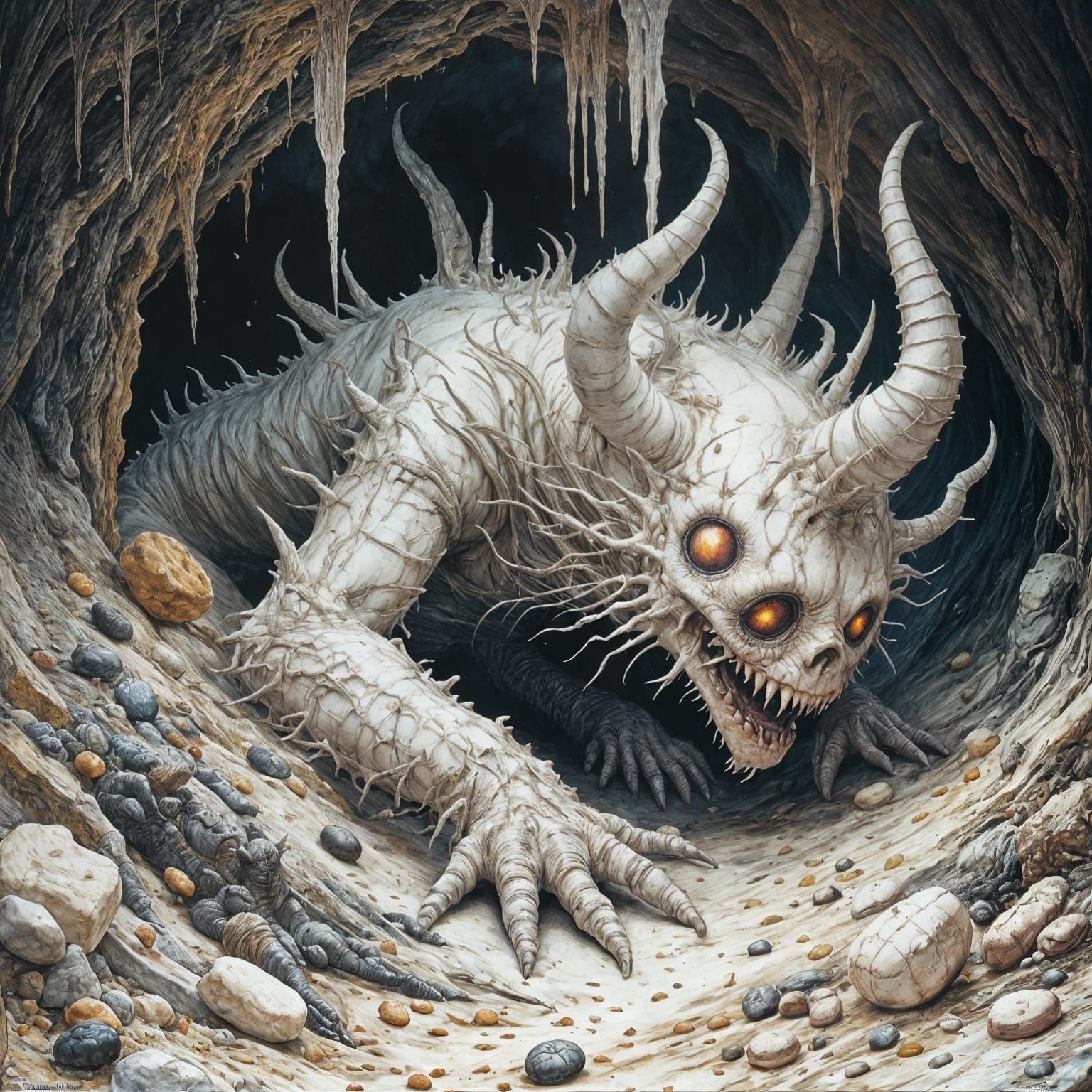 Marshmallow Creature Crawling Through Sweets Cavern