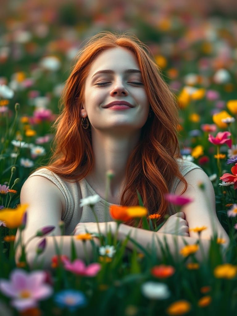 Zen Redhead in Floral Double Exposure