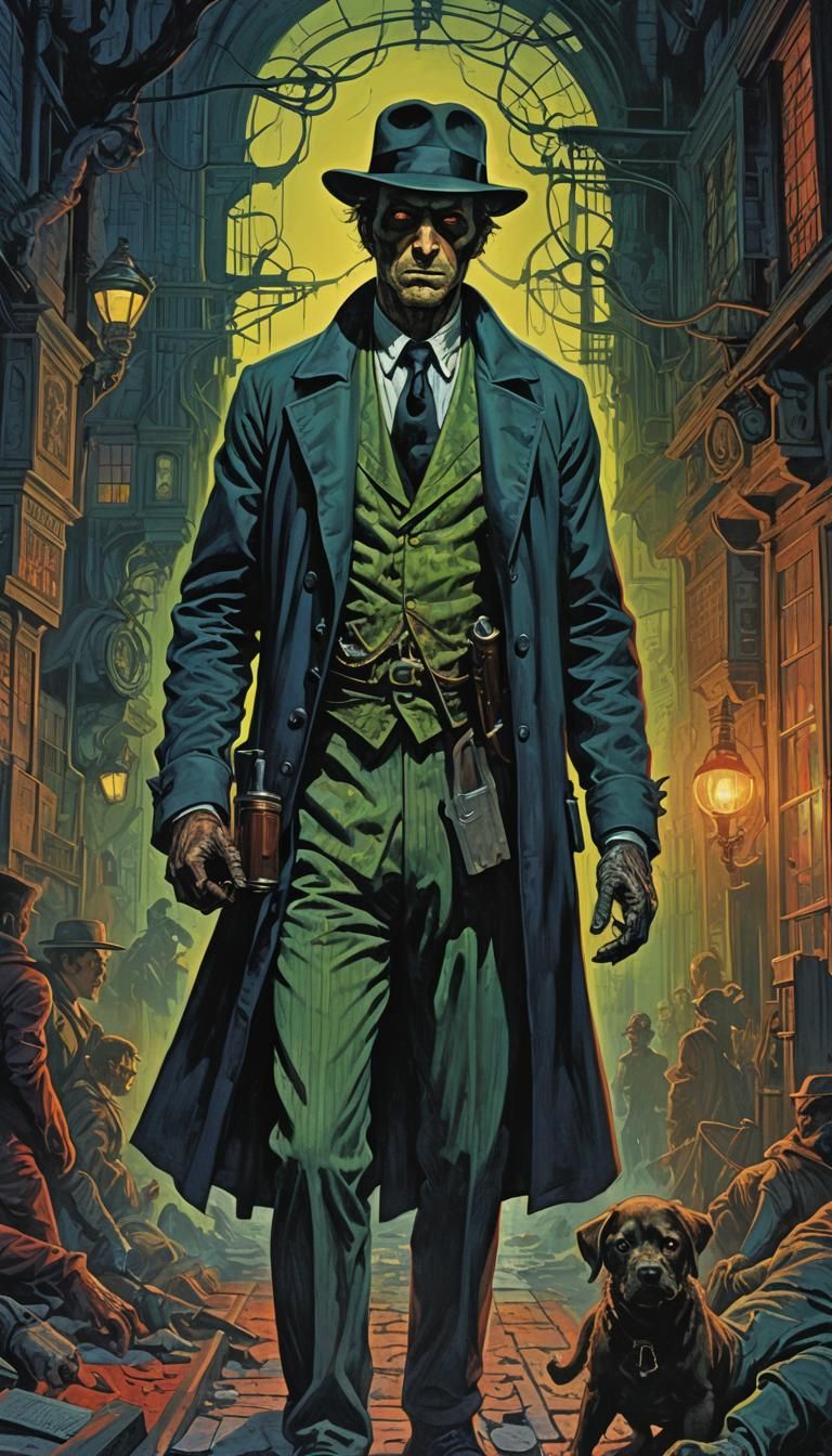 Noir detective meets pulp science fiction with a horror tinge