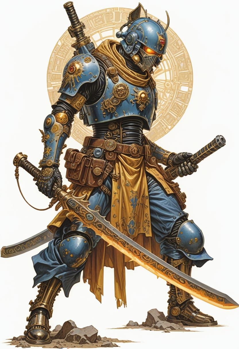 Steampunk Samurai Space Marine with Glowing Sword