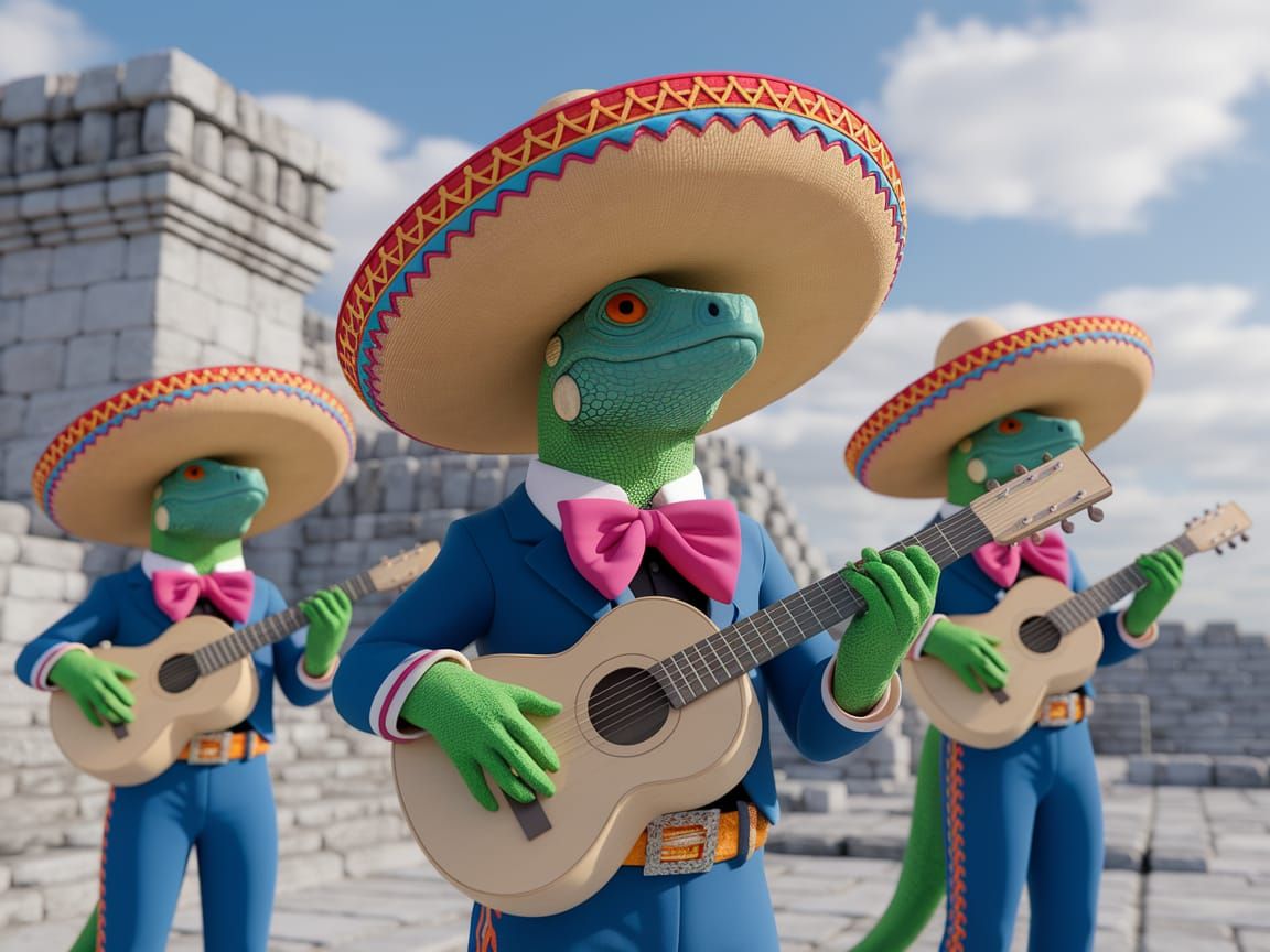 Mariachi Iguanas Perform in Tulum Ruins