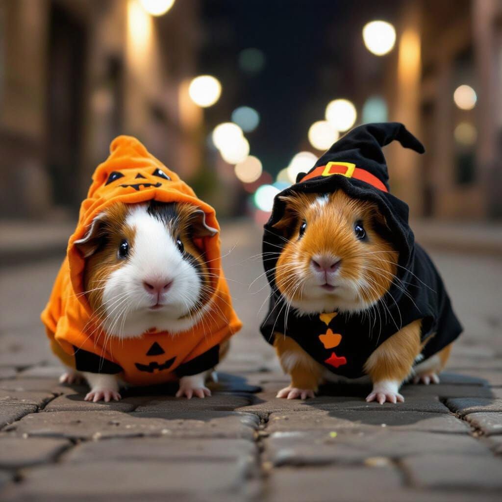 Guinea Pigs Celebrate Halloween in Costume