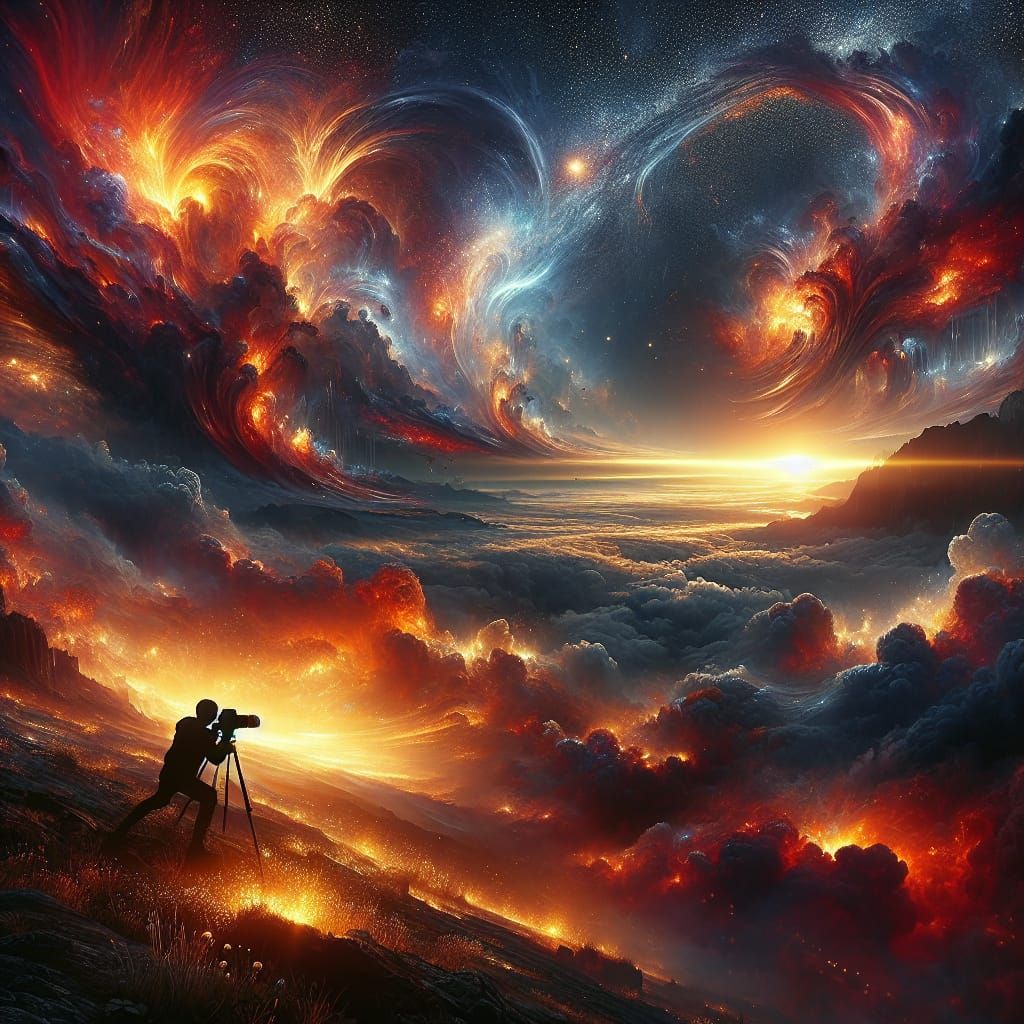 Epic Ascend of Fire: Dramatic Digital Matte Painting