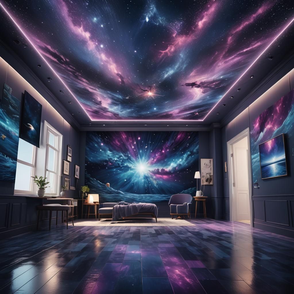 Ocean Room with Starry Night Sky: 8K Concept Art
