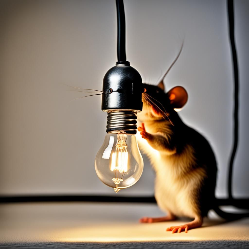 Mouse with Light Bulbs: Macro Photograph