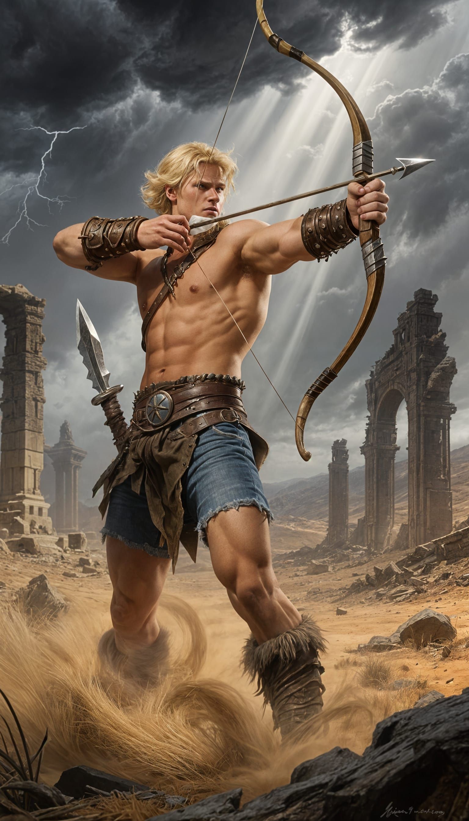 Barbarian Warrior Hunting in Ruined Wasteland