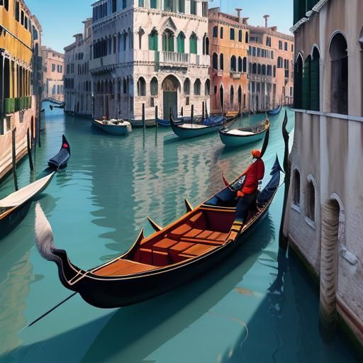 Seagull in Venice on Gondola: 3D Art