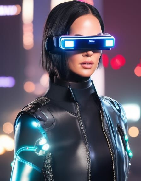 Cyberpunk Woman Portrait with VR Glasses
