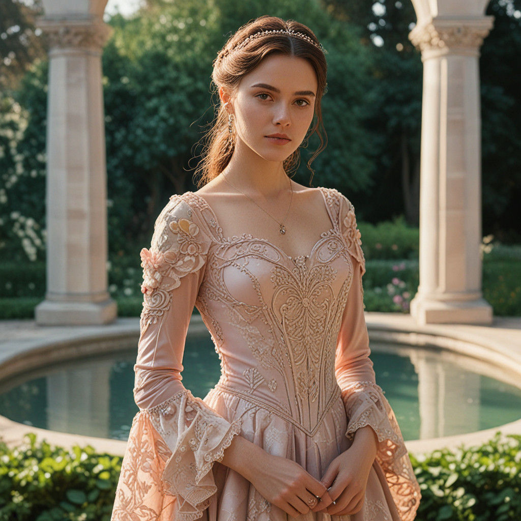 Sophia Western in Elegant 18th Century Gown, Surrounded by E...