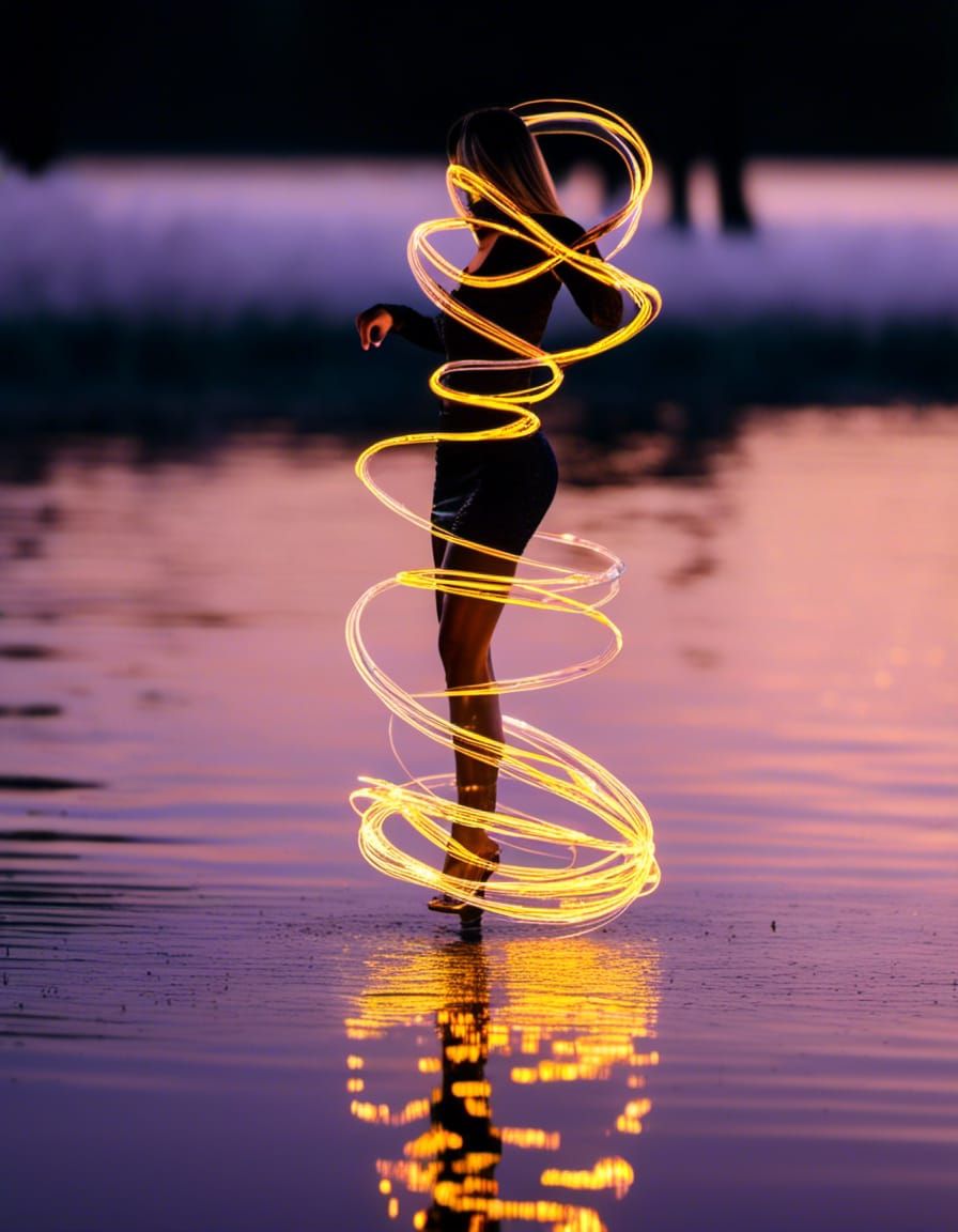 Lake Dancer Light Painting: Digital 3D Art