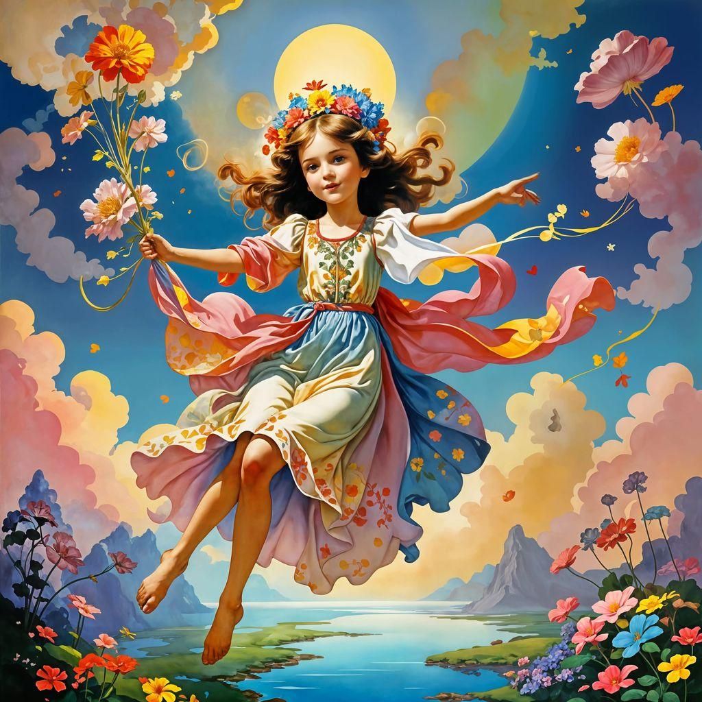 Whimsical Fantasy Landscape in Vibrant Colors