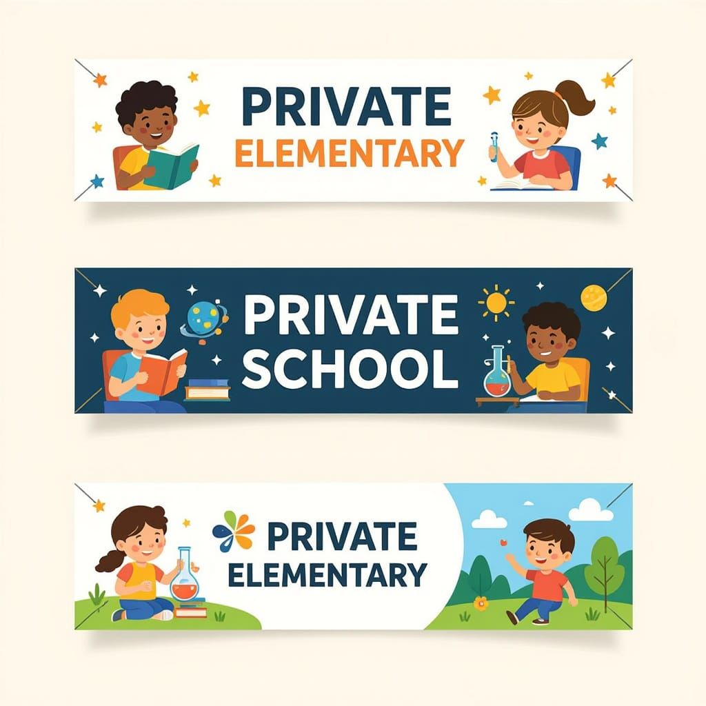 Three Cheerful Banner Mockups for Elementary School