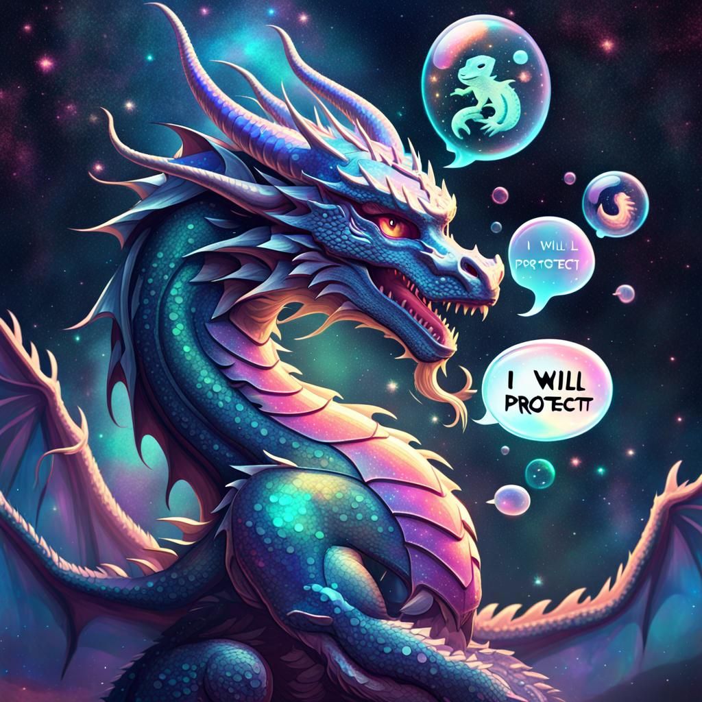 Cosmic Dragon Offers Protection in Astral Illustration