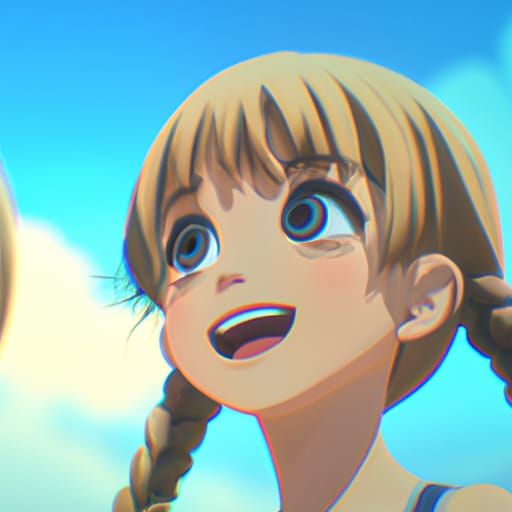 Gymnast Girl with Pigtails in Anime Style