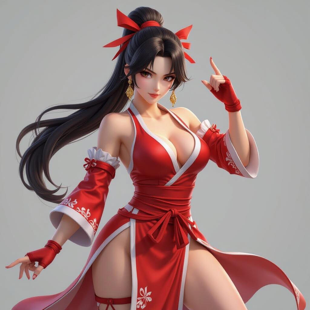 Mai Shiranui in Dynamic 3D Anime Art Style