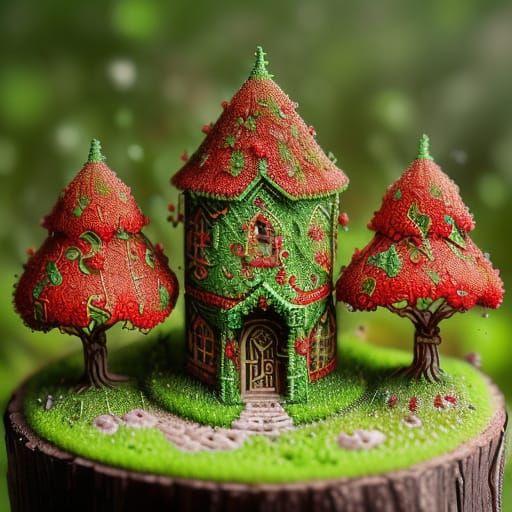 Dwarf Farming Inside Glass Ball Miniature Photography