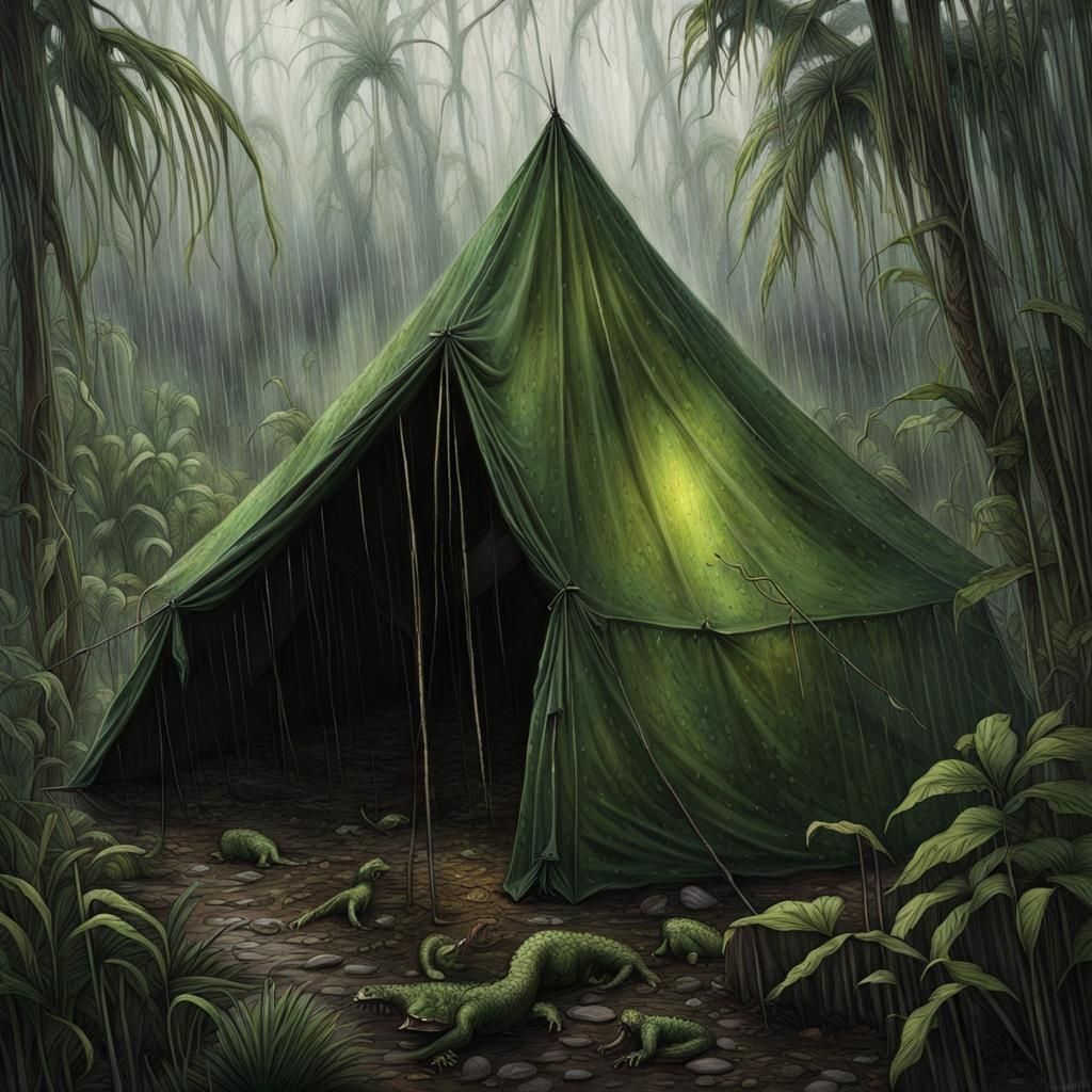 Sinister Reptile Tarp Tent in Jungle Wetlands