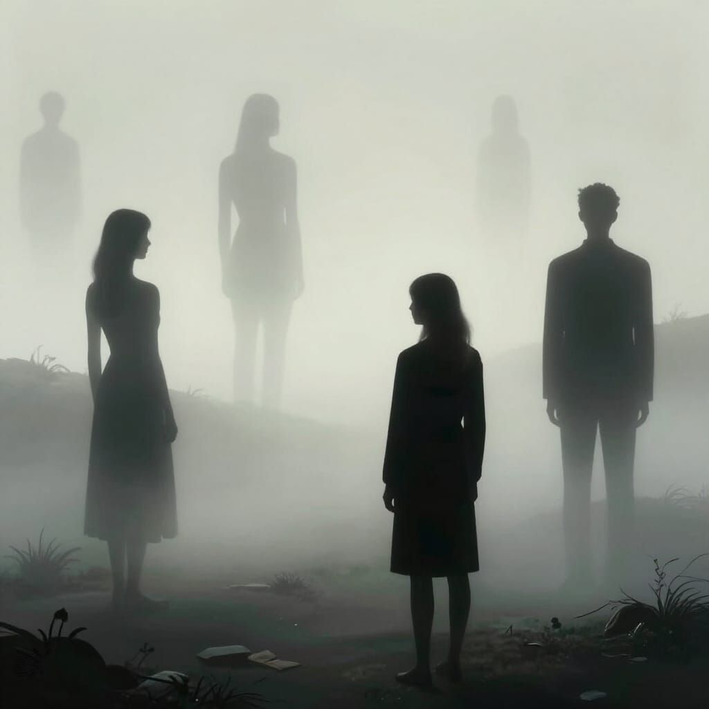 Surreal Shadow Figures in a Dreamscape