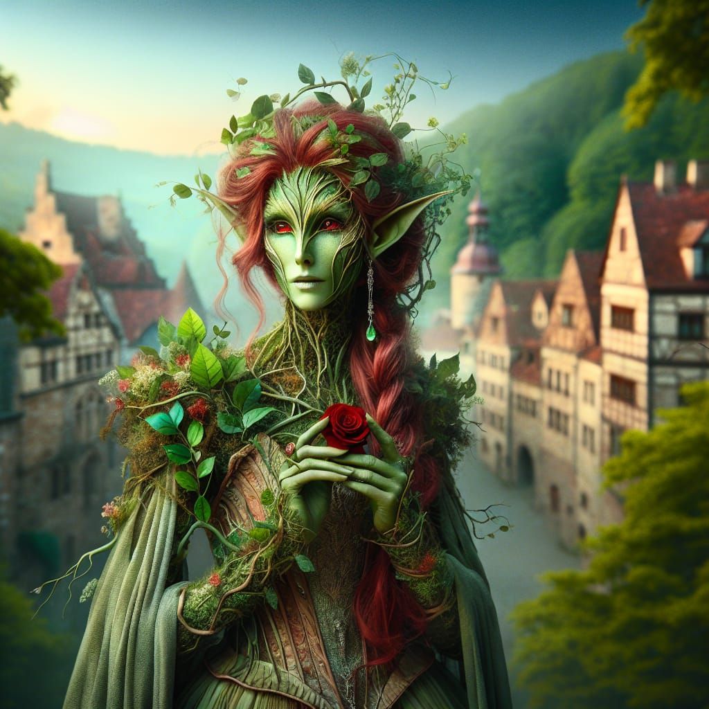 Anthropomorphic Plant Figure in Medieval Village