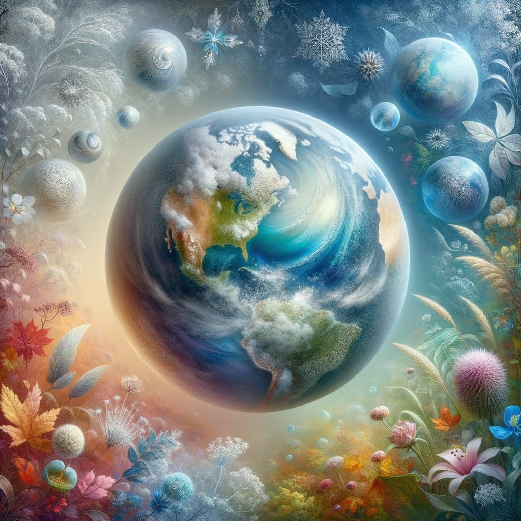 Frosted Glass Earth Orb in Dreamlike Atmosphere