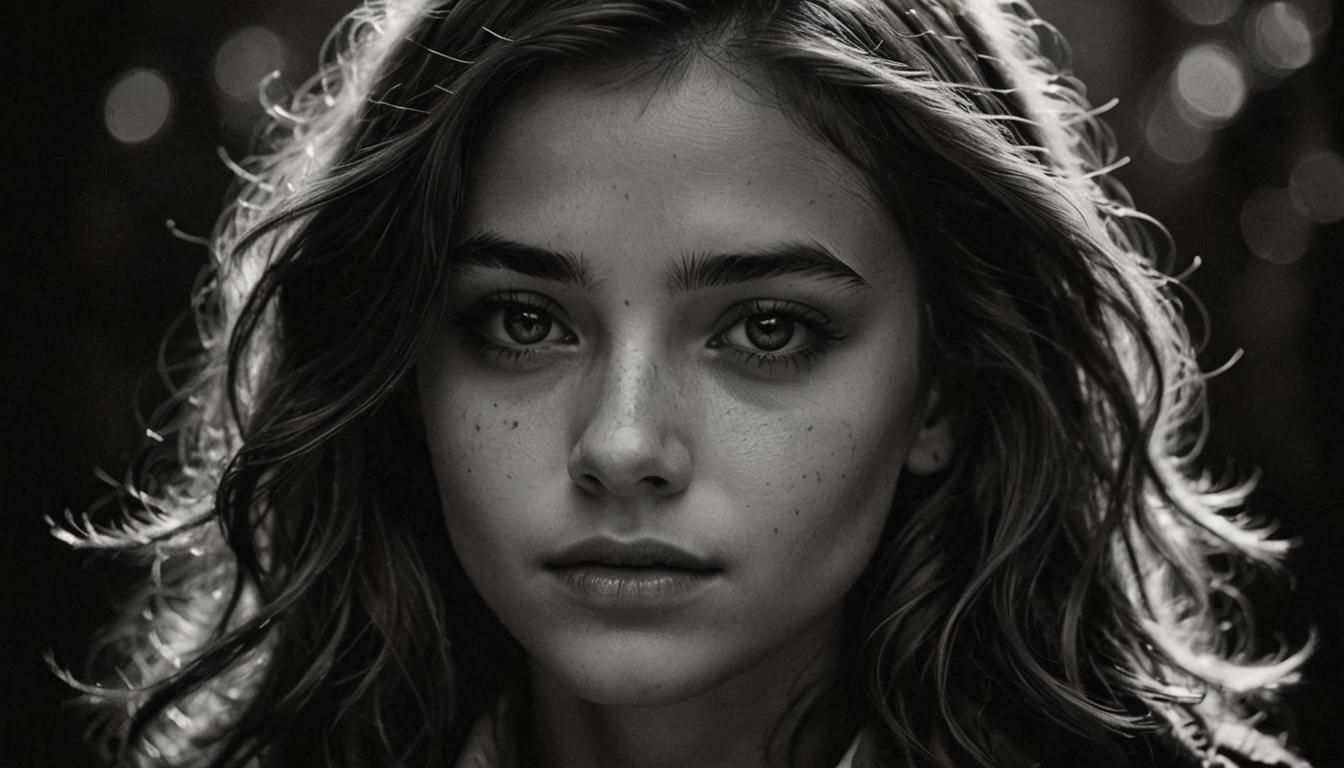 Dreamy Girl: High Contrast Portrait in Black and White