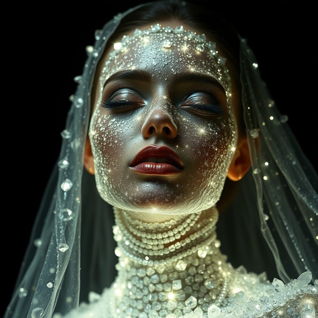 Crystal Woman Radiating Luminescent Light