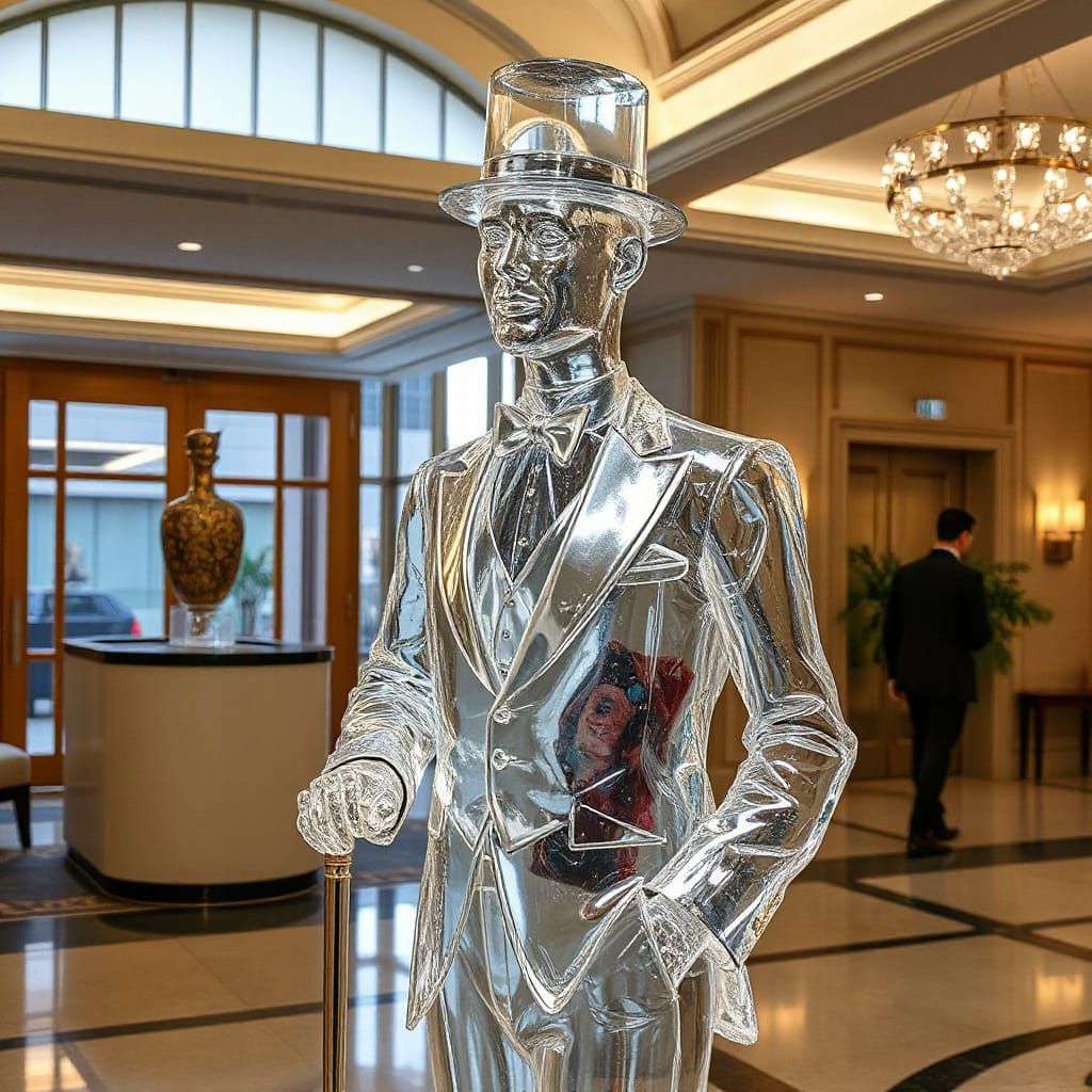 Art Deco Glass Sculpture of a Gentleman