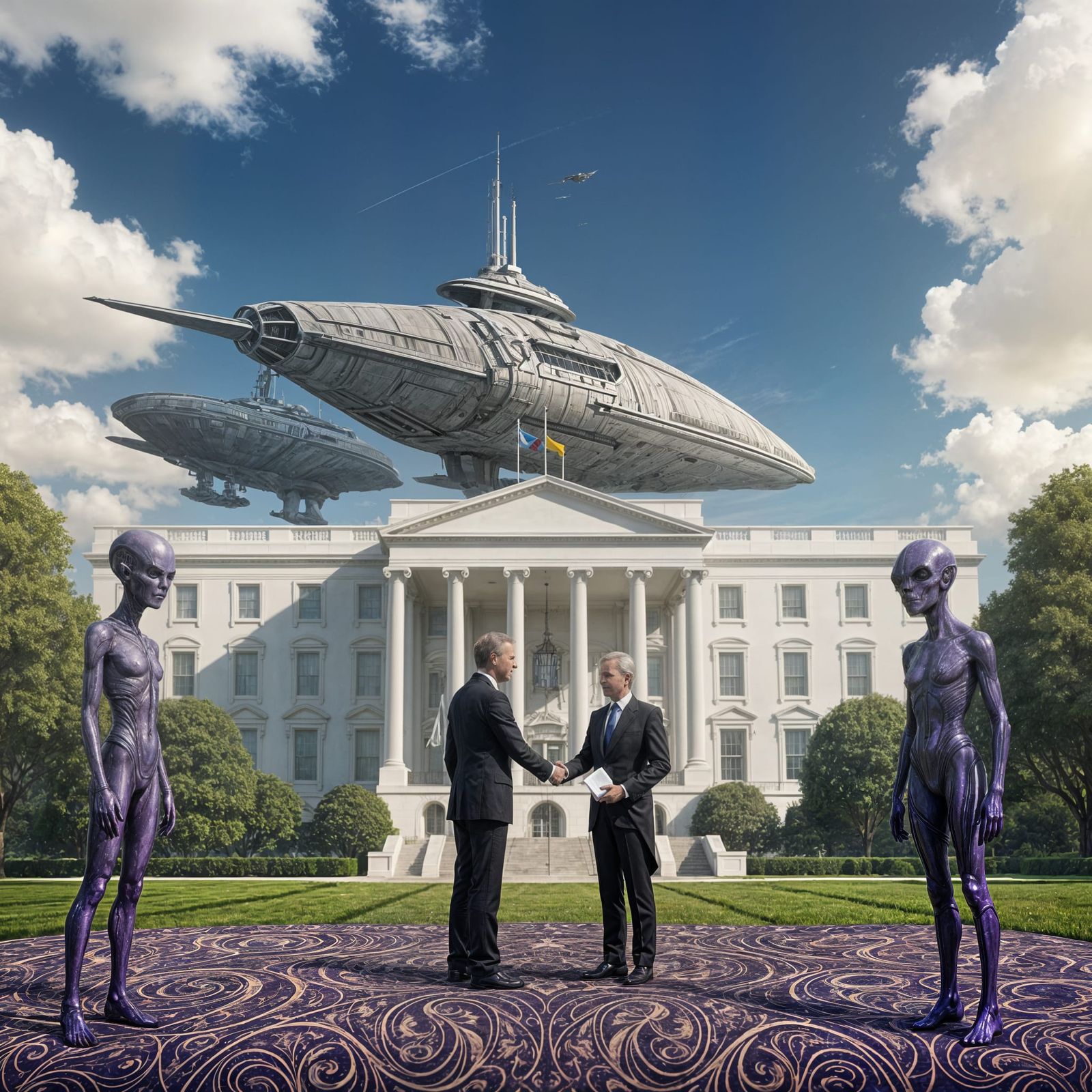 Alien Landing at White House: Dark Fantasy Concept